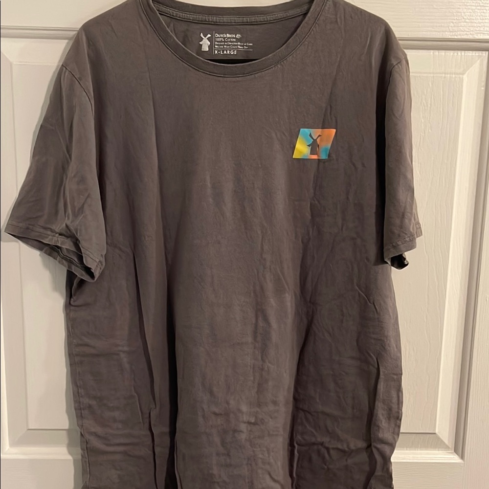 Dutch Bros Charcoal Tee with Colorful Logo